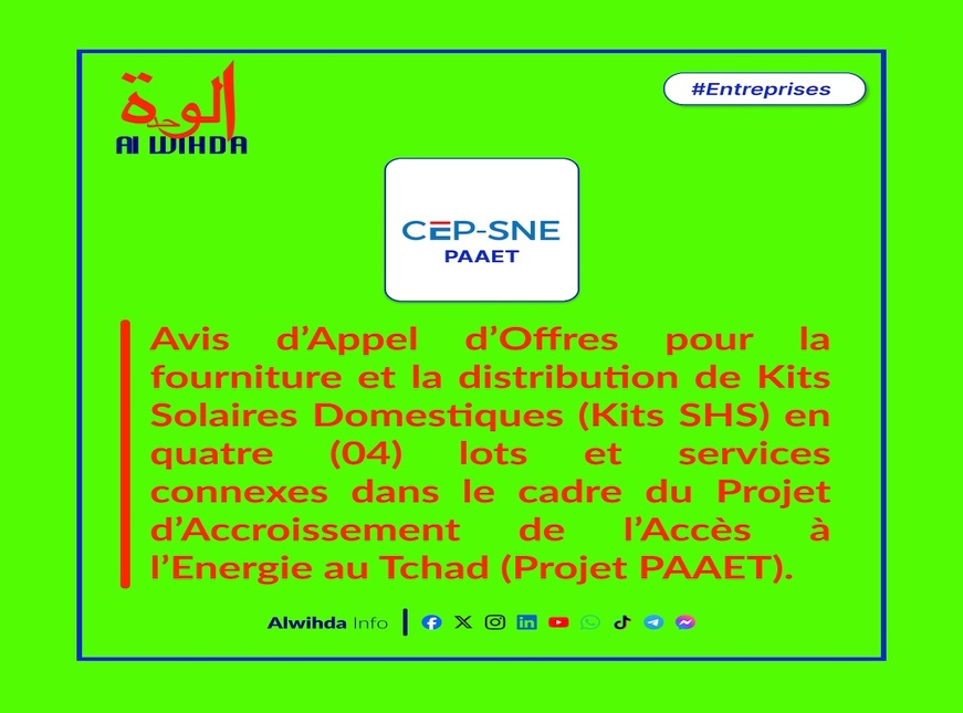 Tchad : Avis d'Appel d'Offres pour Fournitures de Kits Solaires Domestiques (Projet PAAET) Tchad : Avis d'Appel d'Offres pour Fournitures de Kits Solaires Domestiques (Projet PAAET)