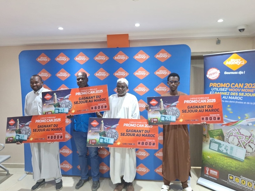 Tchad : Moov Africa prime 4 heureux gagnants pour assister aux demi-finales de la Coupe d'Afrique des Nations au Maroc Tchad : Moov Africa prime 4 heureux gagnants pour assister aux demi-finales de la Coupe d'Afrique des Nations au Maroc