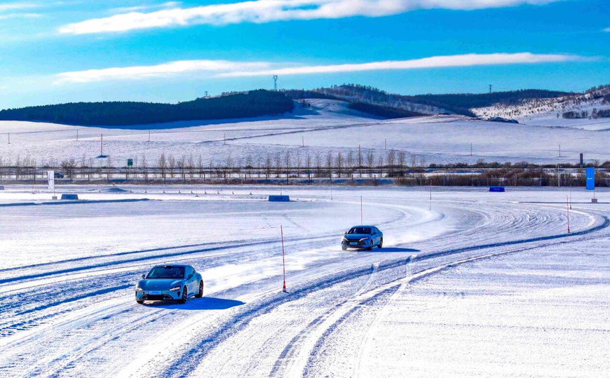 New energy vehicles are having their performance validated at a winter testing base in Yakeshi, Hulun Buir, north China's Inner Mongolia autonomous region, Dec. 8, 2025. (Photo/Wang Zheng)