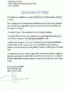 Tchad: communiqué du CNR
