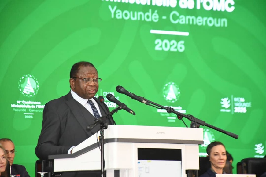 Le ministre du Commerce du Cameroun, Luc Magloire Mbarga, président de la Conférence. Le ministre du Commerce du Cameroun, Luc Magloire Mbarga, président de la Conférence.