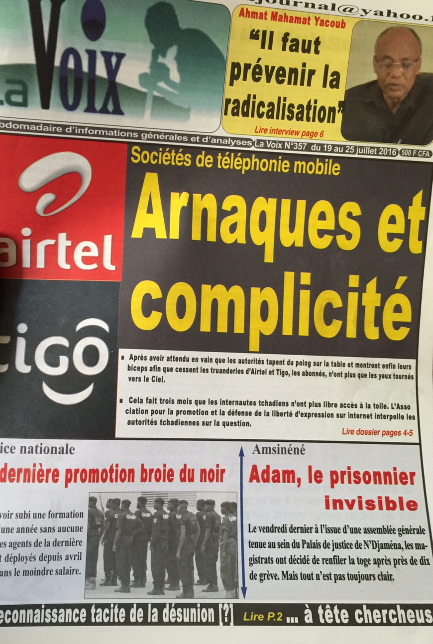"Il faut prévenir l'extrémisme", Ahmat Yacoub Dabio, interview au journal La Voix "Il faut prévenir l'extrémisme", Ahmat Yacoub Dabio, interview au journal La Voix