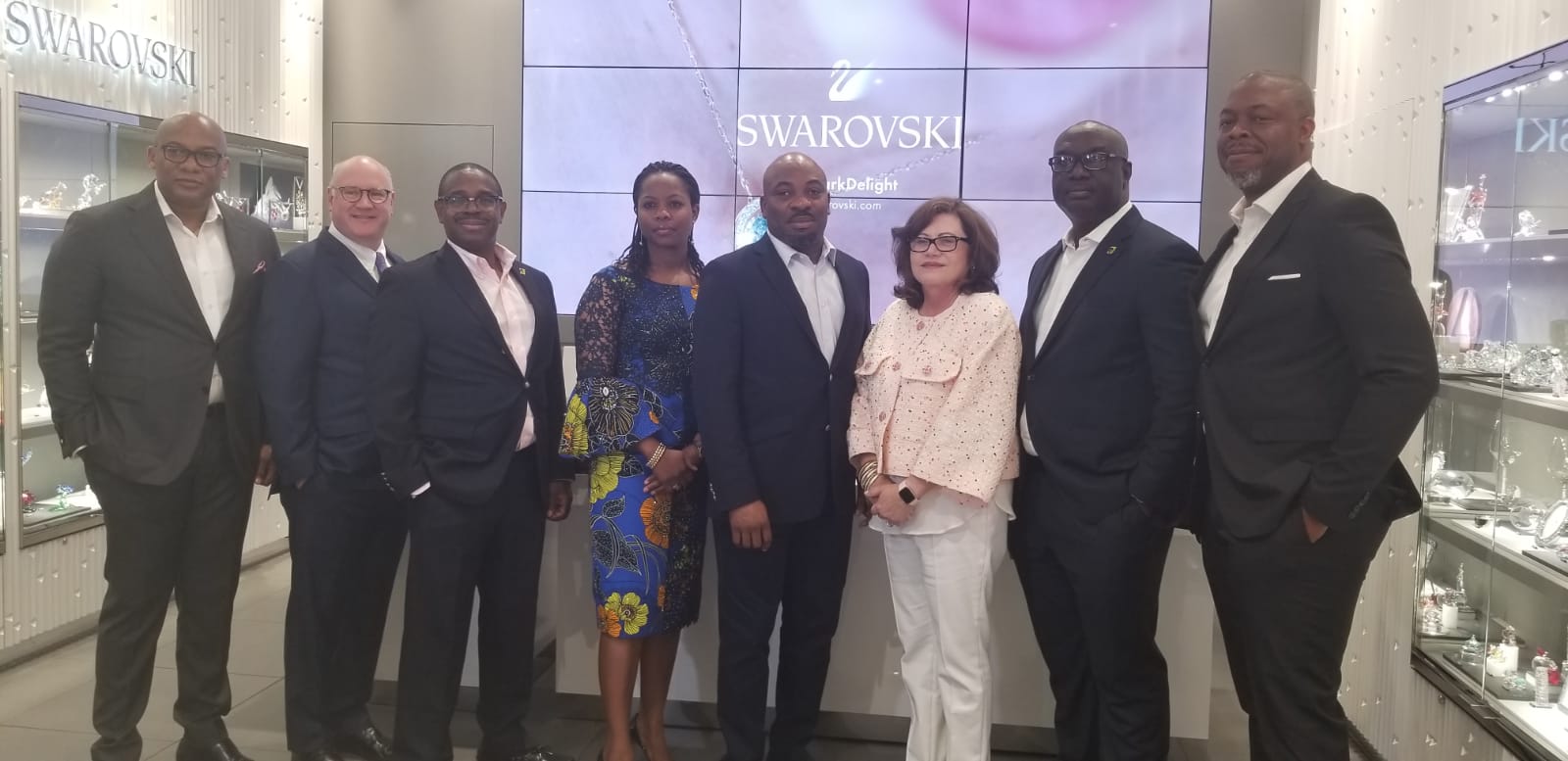 LA CARTE VERVE EST DESORMAIS INTERNATIONALE! G à D: Mitchell Elegbe, fondateur/président-directeur générale Interswitch Group, Joseph Hurley, premier vice-président, Services de paiement, Discover Financial Services, Francis Gbenga Shobo, directeur général adjoint, First Bank, Olubusola Osilaja, responsable de département, eBusiness, Access Bank, Martins Izuogbe, responsable de département, Opérations, Fidelity Bank, Diane Offereins, vice-présidente directrice, Services de paiement, Discover, Chuma Ezirim, dirigeant groupe, Commerces & E-Business, First Bank, et Mike Ogbalu III, président-directeur général divisionnaire, Verve, lors du lancement de la carte Verve Global , New York, lundi.