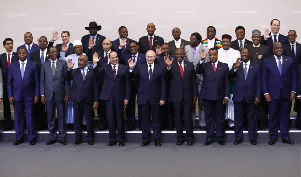 Les dirigeants africains présent à Sotchi et Vladmir Poutine.