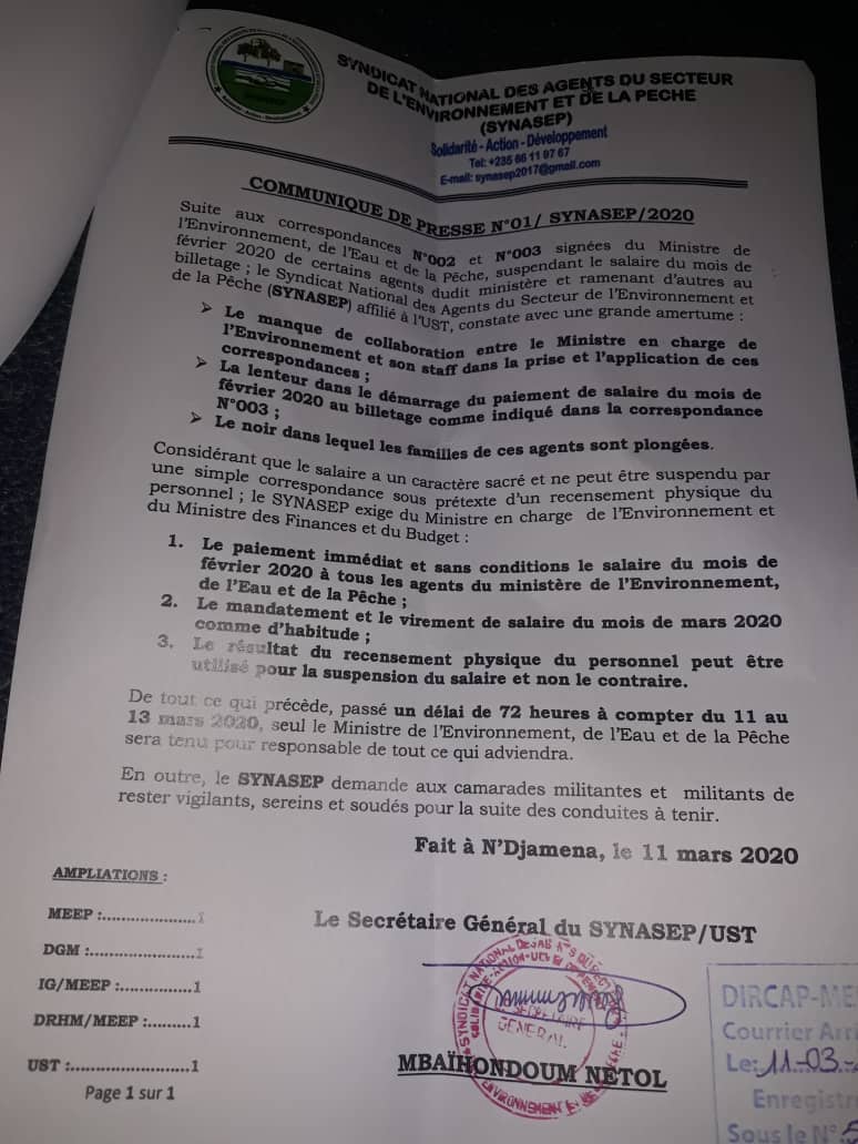 Tchad : le ministère de l'Environnement dénonce des écarts de propos et de comportements