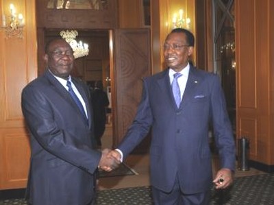 Michel Djotodia (gauche) et Idriss Déby (droite) au Palais Présidentiel. N'Djamena.