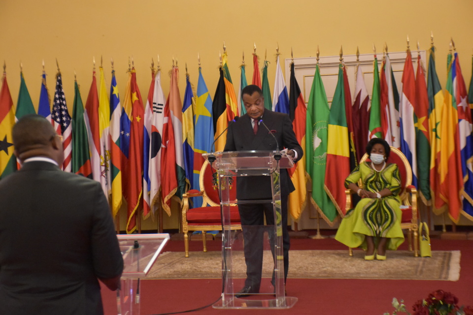 Denis Sassou N'Guesso répondant au Doyen du corps diplomatique