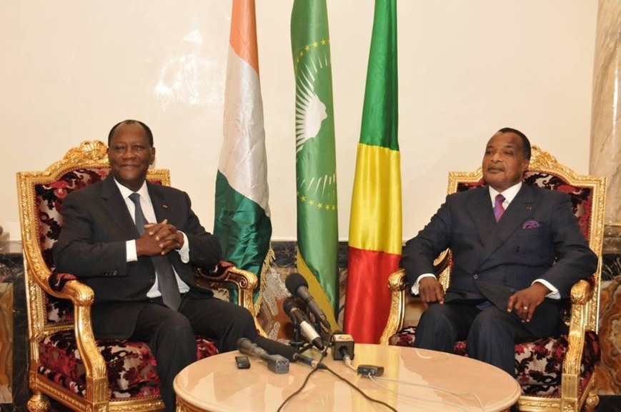 Les présidents Alassane Ouattara et Denis Sassou-N'Guesso