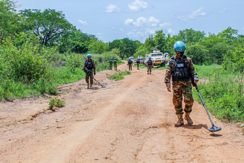 Des casques bleus de la MINUSCA à Paoua, le 22 mai 2023. © MINUSCA