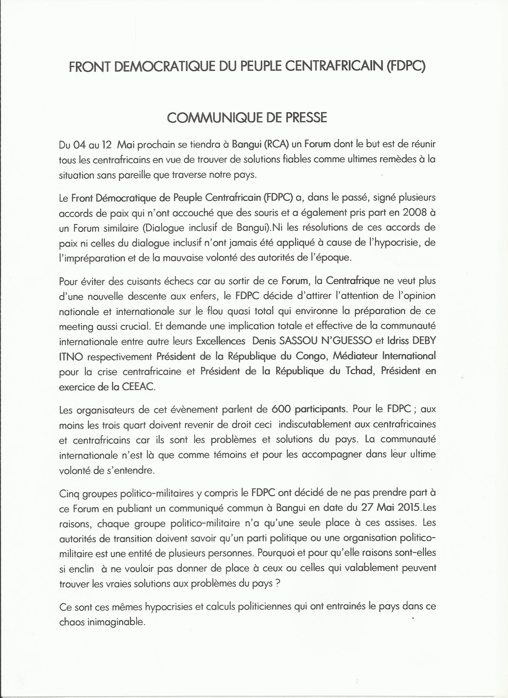 RCA : Le général Miskine demande au gouvernement d'abandonner les calculs politiques 
