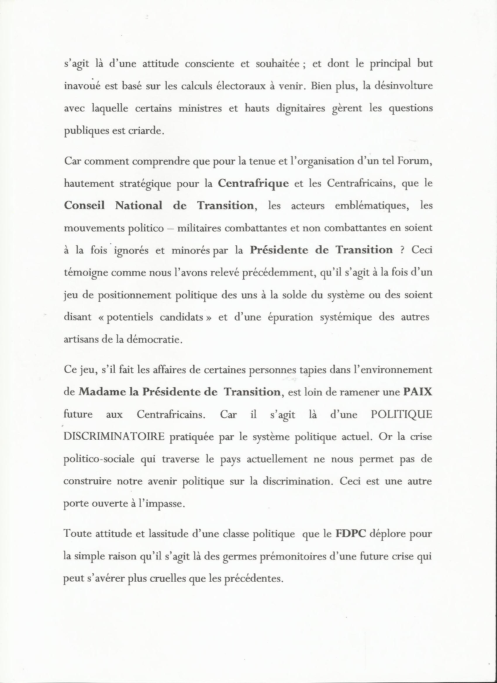 RCA : Le FDPC du général Abdoulaye Miskine met en garde les autorités