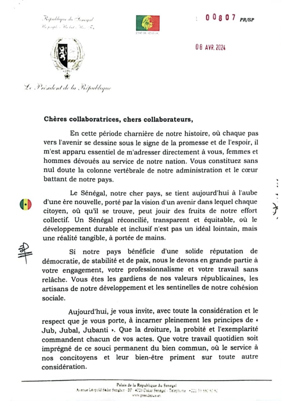Sénégal : le président encourage les fonctionnaires à faire preuve d'exemplarité et de transparence