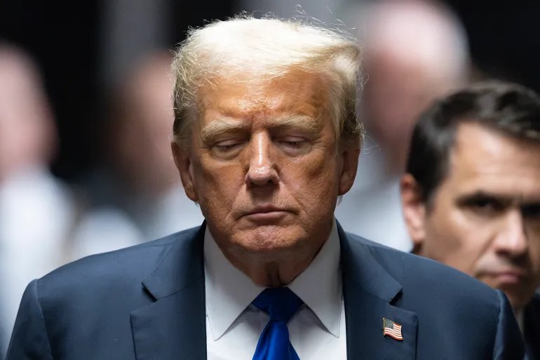 L'ancien président Donald Trump quitte le tribunal pénal de Manhattan après avoir entendu le verdict dans son affaire d'argent secret le 30 mai. Photo : Justin Lane/Pool via AP Photo