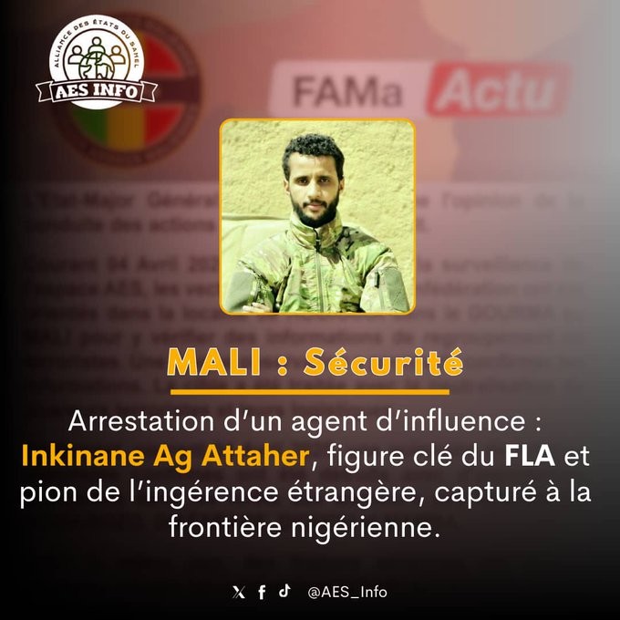 Mali : Inkinane Ag Attaher, figure clé du FLA et pion de l’ingérence étrangère, capturé à la frontière nigérienne