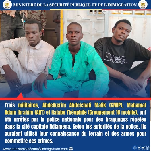 Tchad : Arrestation de trois militaires pour braquages répétés à N'Djaména