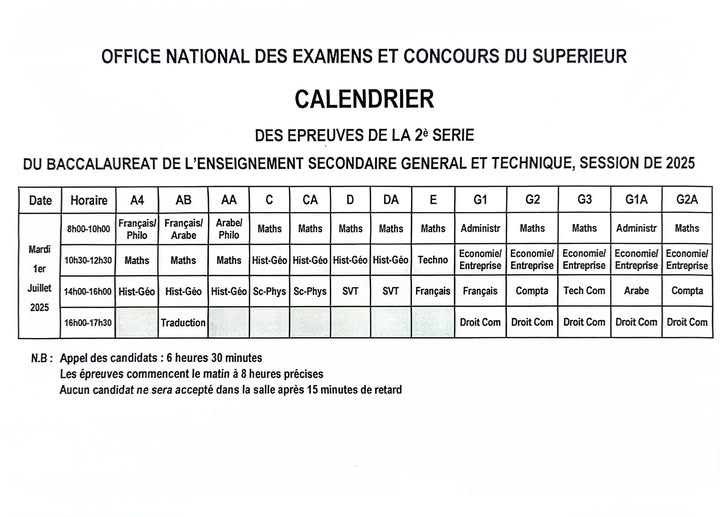 Tchad : Le calendrier de la seconde session du Baccalauréat 2025 dévoilé
