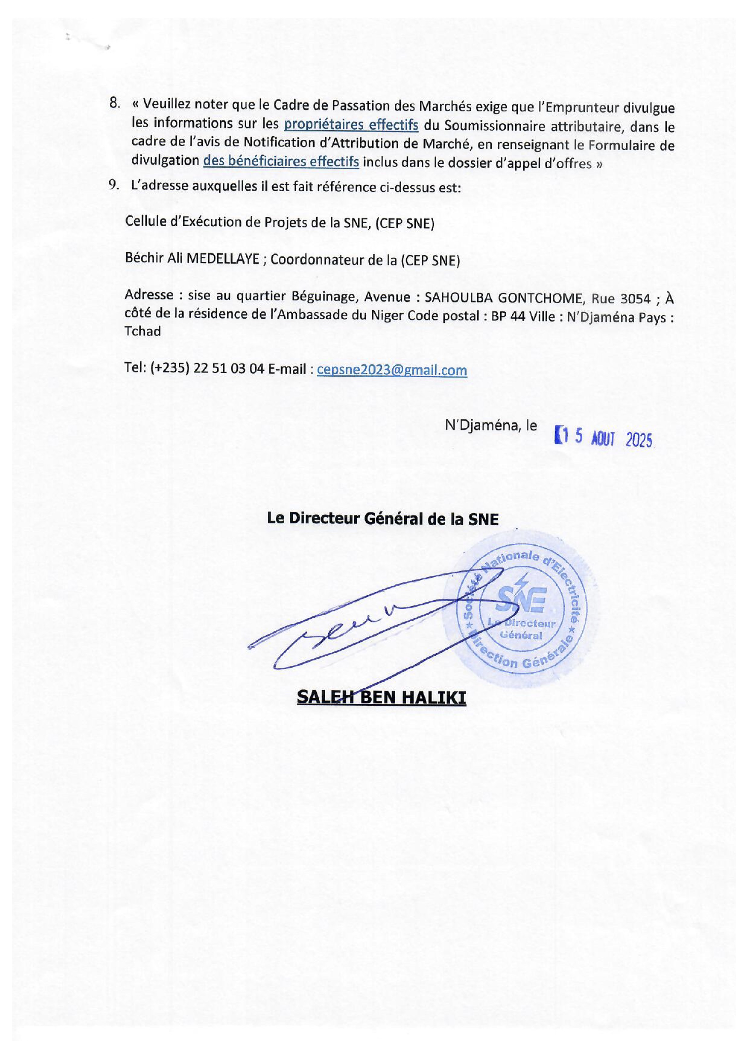 Tchad : Avis d'Appel d'Offres n°001 pour acquisition de véhicules pour le Projet PIRECT (CEP-SNE)