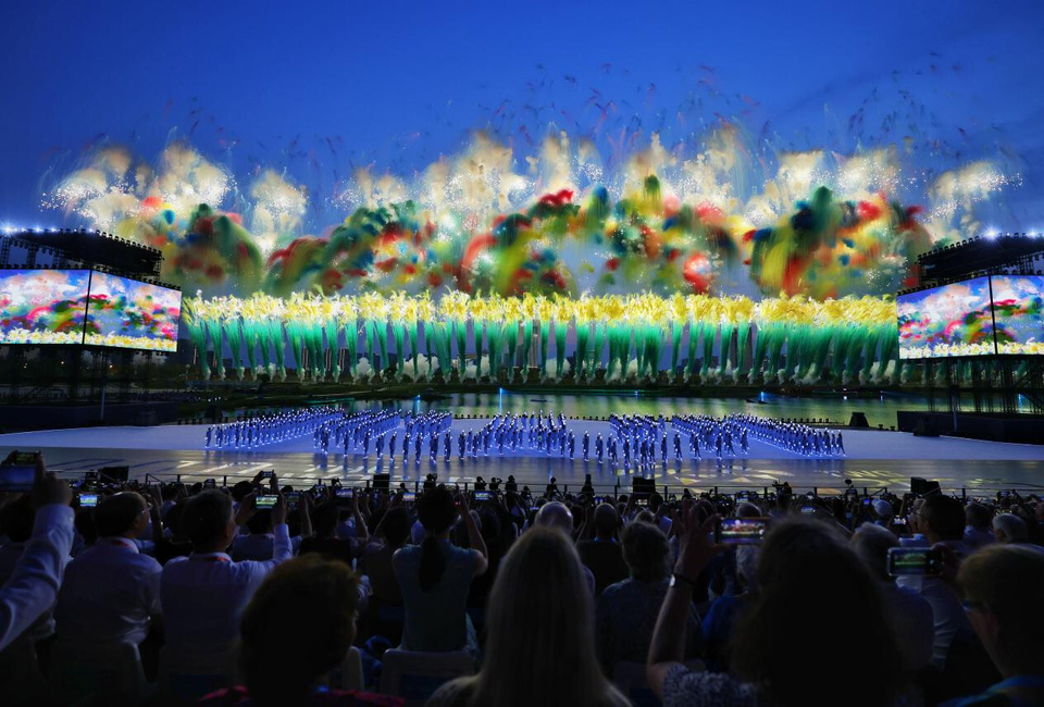 The opening ceremony of The World Games 2025 is held in Chengdu, southwest China's Sichuan province, Aug. 7, 2025. (People's Daily/Jiang Yushi)