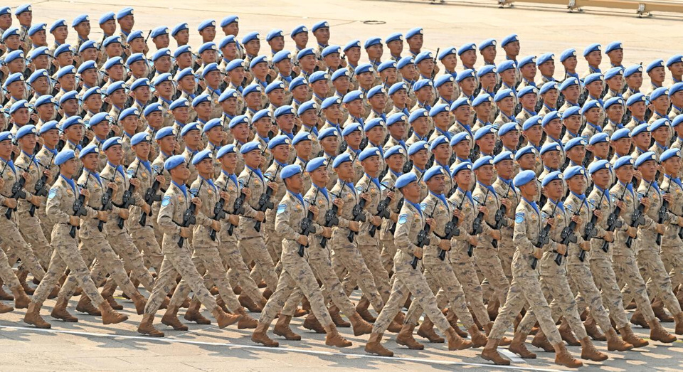 The Chinese UN peacekeepers formation attends a military parade in Beijing, capital of China. (People's Daily/Lei Sheng)