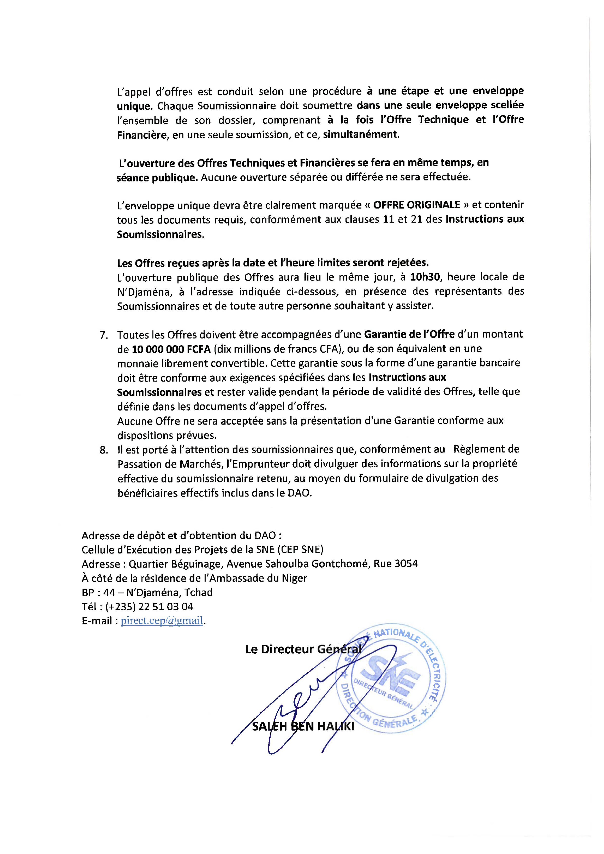 Tchad : Avis d'Appel d'Offres pour acquisition des équipements de protection individuelle (Projet PAAET)