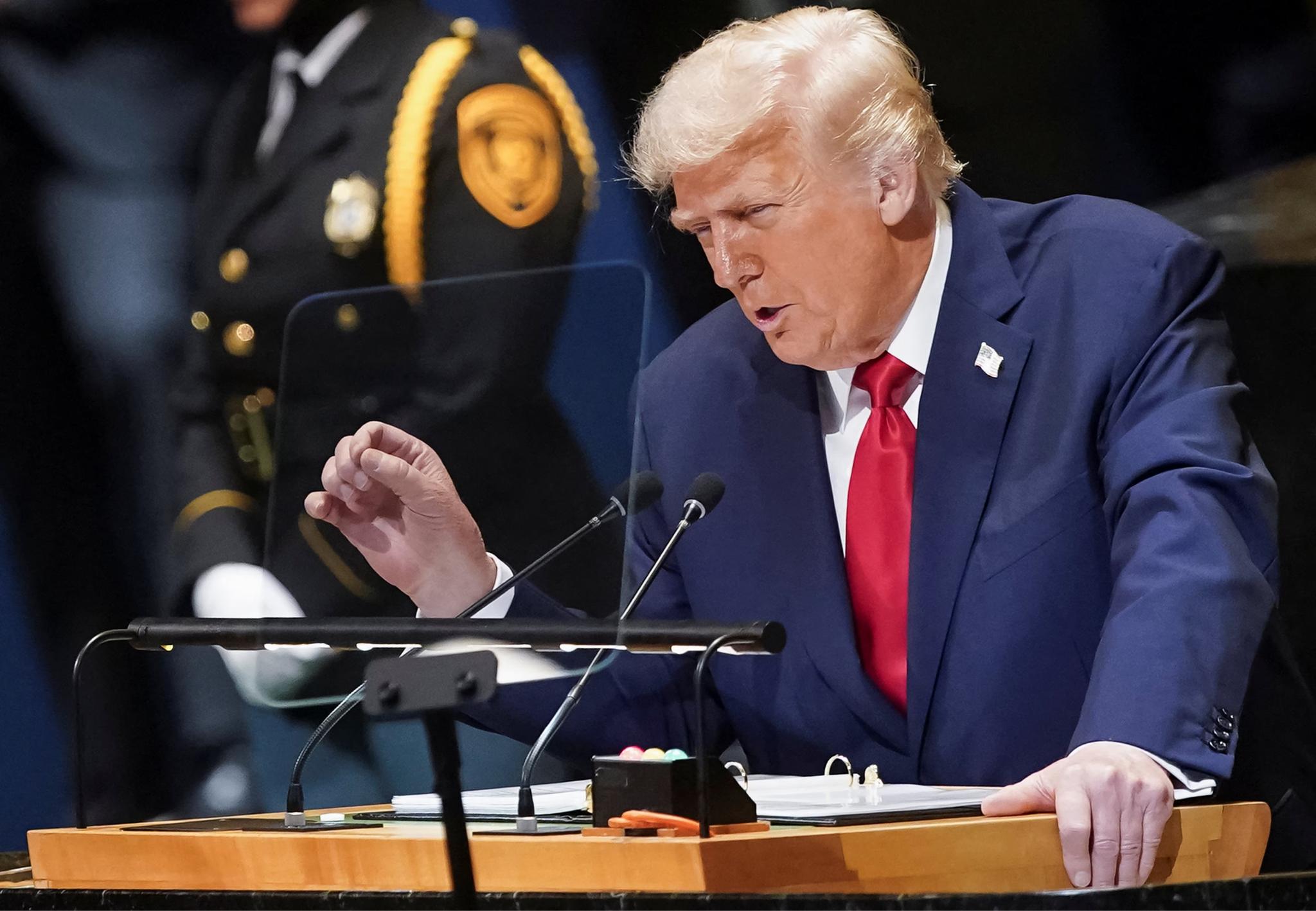 Le président américain Donald Trump s'adresse à la 80e Assemblée générale des Nations Unies, à New York, le 23 septembre 2025. Photo : REUTERS/Al Drago