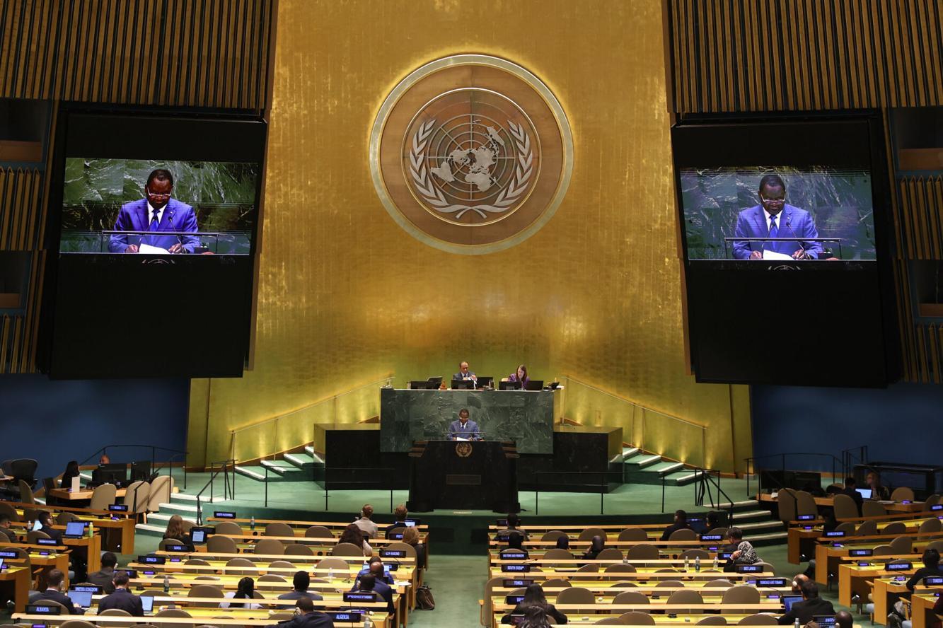 Le Premier ministre du Tchad, Allah-Maye Halina, s'adresse à la 80e session de l'Assemblée générale des Nations Unies, le jeudi 25 septembre 2025, au siège de l'ONU. Photo : Pamela Smith/AP.