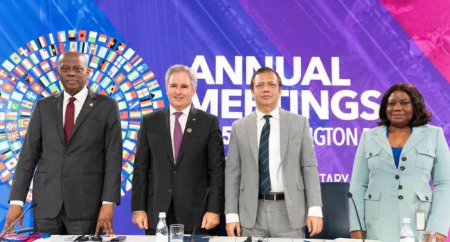Le gouverneur de la Banque centrale du Nigeria, Olayemi Cardoso, et d'autres personnalités lors de la réunion annuelle du Groupe intergouvernemental des Vingt-Quatre. Photo : CBN.