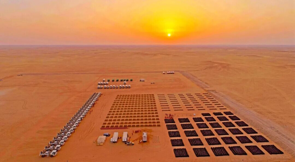 Photo shows acquisition equipment, source equipment, and mobile equipment of BGP Inc., a subsidiary of China National Petroleum Corporation (CNPC), in an exploration project in Saudi Arabia. (Photo from the WeChat official account of Petroleum Business News)