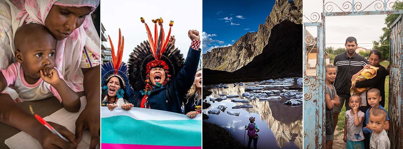 Les droits de l’homme sont positifs, essentiels et réalisables. Photo : de gauche à droite : ONU/Harandane Dicko, NurPhoto, Betul Simsek, HCDH Moldavie.