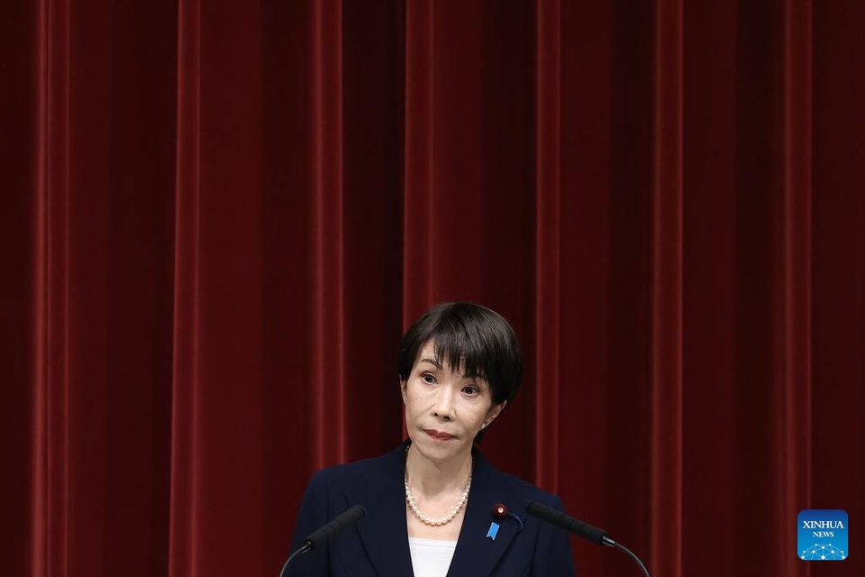 At a press conference, Takaichi said she will dissolve the 465-member lower house on Friday, the opening day of this year's ordinary parliamentary session. (Rodrigo Reyes Marin/Pool via Xinhua)