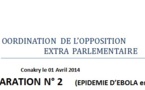 Guinée/Ebola : La coordination de l'opposition extra-parlementaire rappelle les devoirs de l'Etat