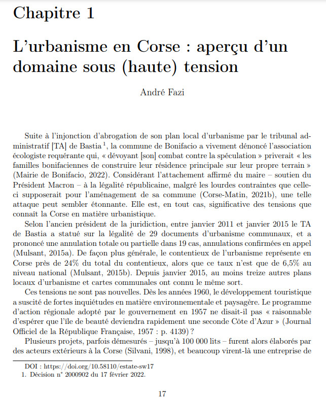 L’urbanisme en Corse : aperçu d’un domaine sous (haute) tension L’urbanisme en Corse : aperçu d’un domaine sous (haute) tension
