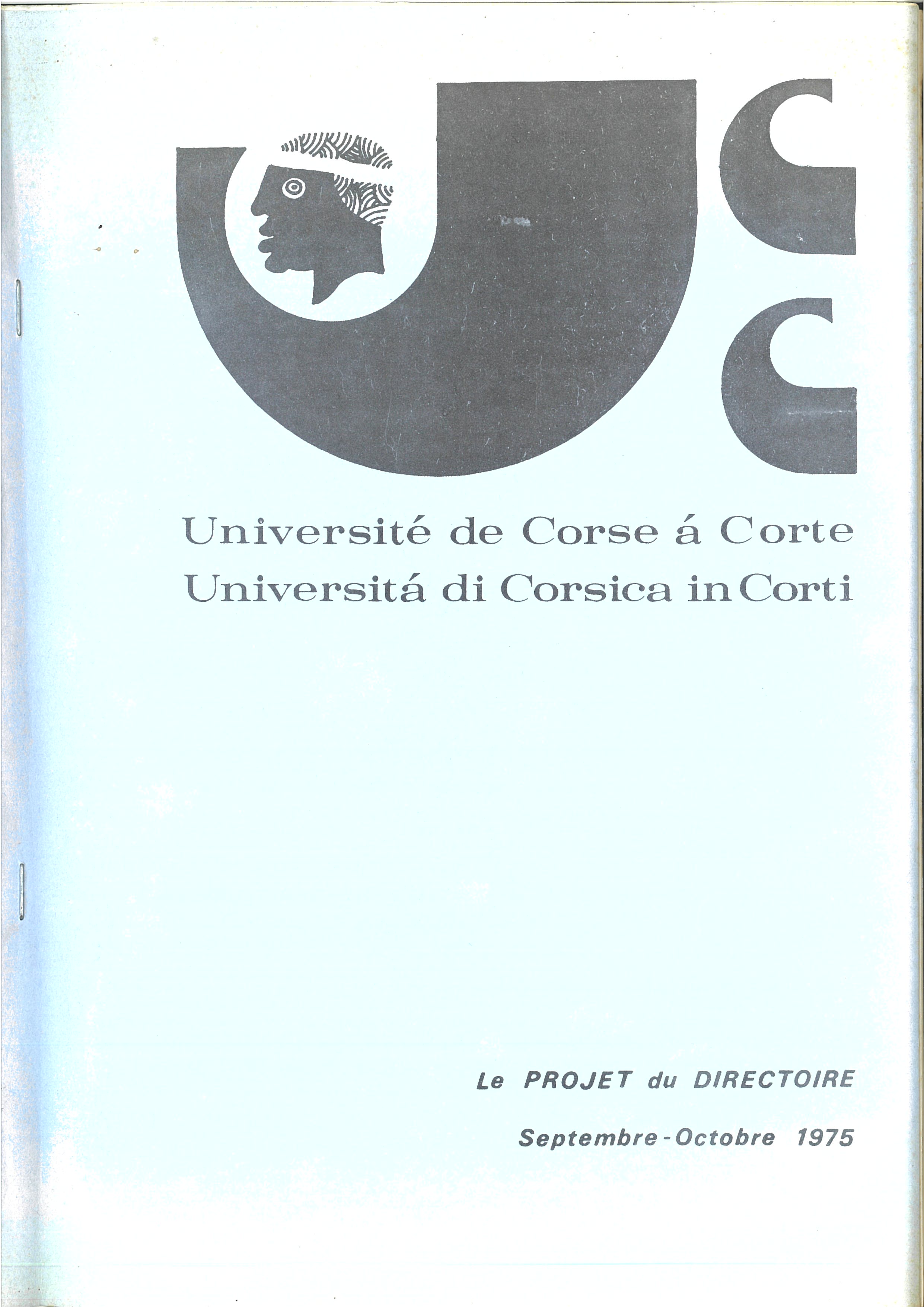 Le projet du directoire de l'Université de Corse - 1975