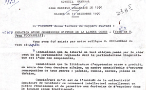 Conseil général de la Corse - débat sur l'orthographe de la langue corse - 1970