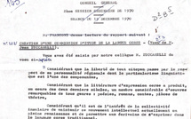 Conseil général de la Corse - débat sur l'orthographe de la langue corse - 1970
