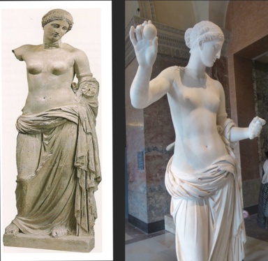 Aphrodite avant et après restauration Aphrodite avant et après restauration