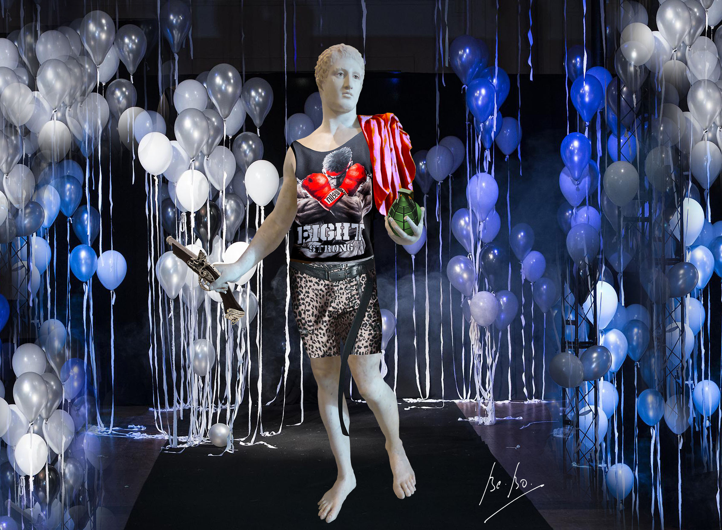 Décor de théâtre pour un guerrier de comédie