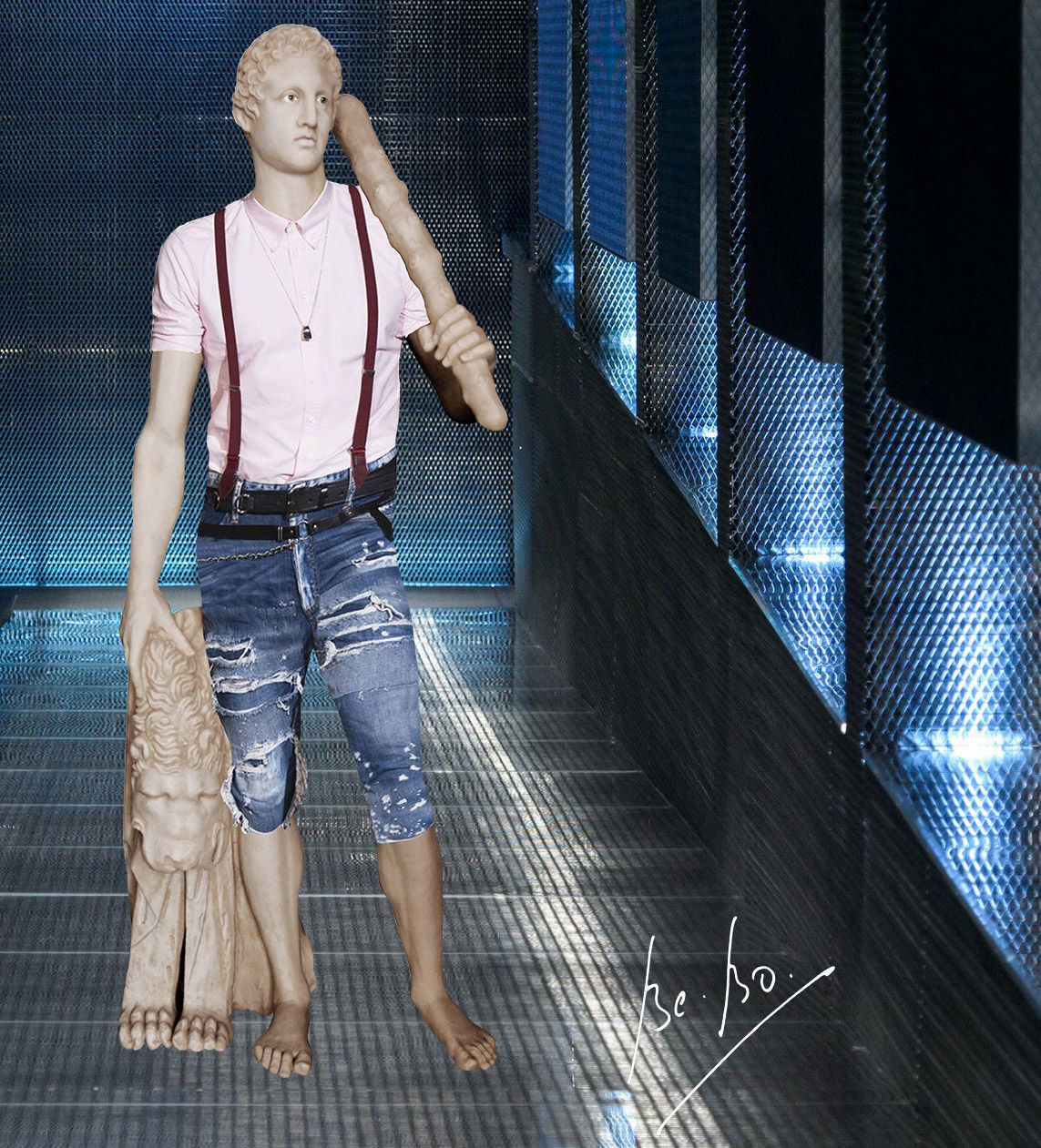 Héraklès habillé par les frères DSQUARED2, Milan, Printemps-Eté, 2017 Héraklès habillé par les frères DSQUARED2, Milan, Printemps-Eté, 2017