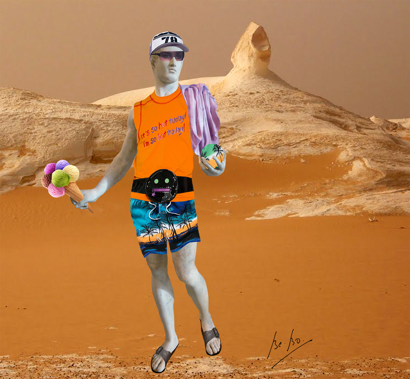 Perdu dans le désert blanc égyptien, tee shirt d'Angus Chiang, printemps-été 2018
