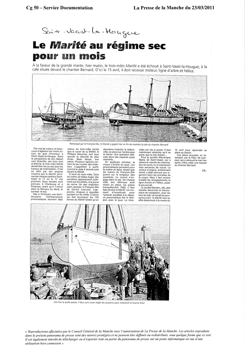 Marité : mise au sec pour travaux