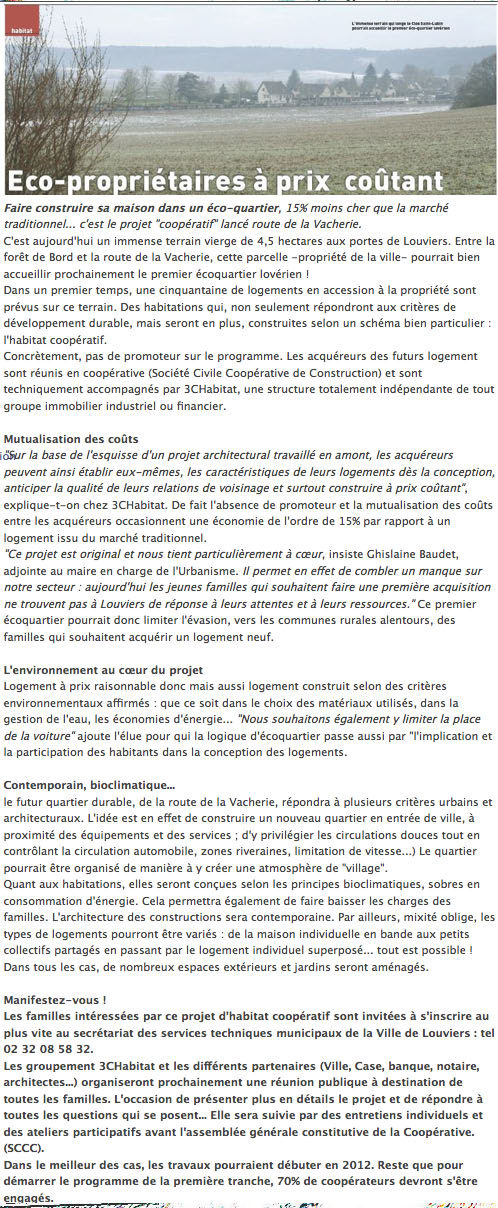 A Louviers, devenez éco-propriétaire... à prix coûtant