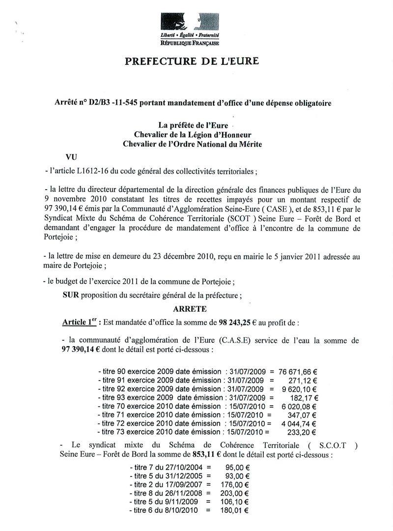 Scoop ! Portejoie devra rendre gorge