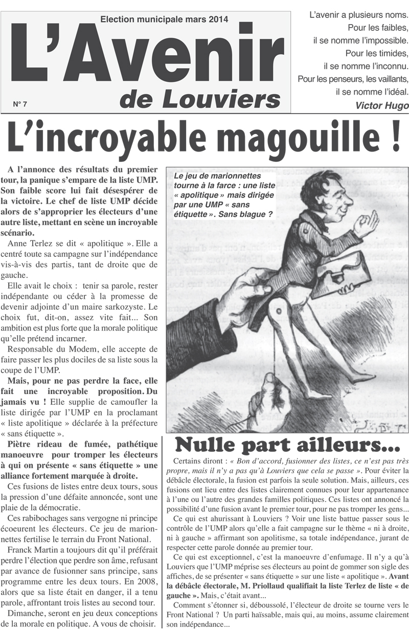 L'Avenir de Louviers N°6 vient de sortir et dénonce une « incroyable magouille »