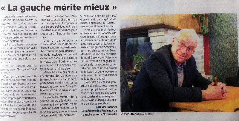 Tribune libre parue dans « La Dépêche de l'Eure »