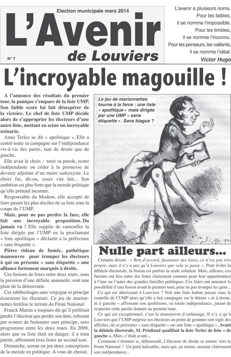 L'Avenir de Louviers N°6 vient de sortir et dénonce une « incroyable magouille »