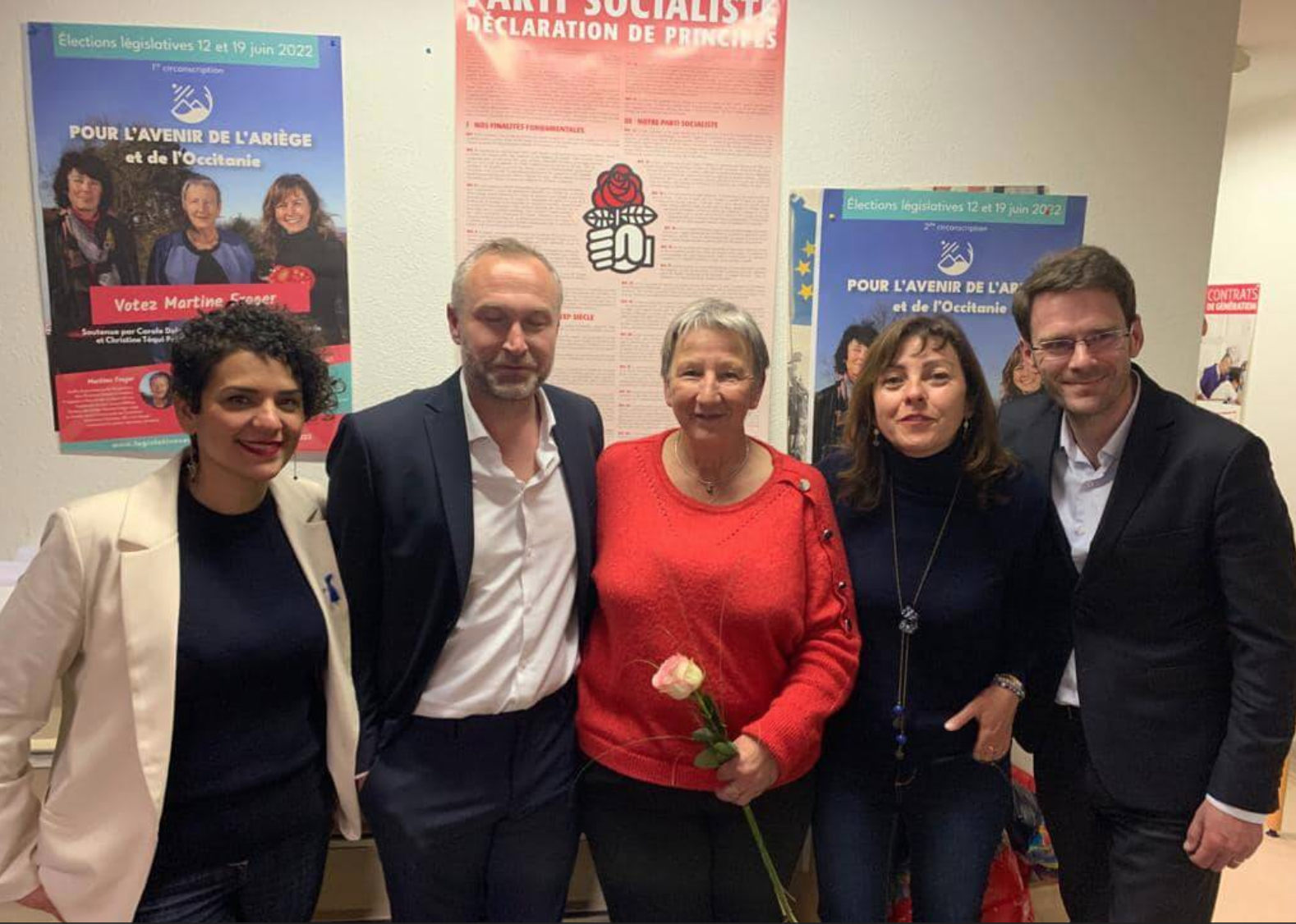 A la gauche de Martine Froger, la présidente de la Région Occitanie, Carole Delga et Nicolas Mayer Rossignol, notre ami et voisin maire de Rouen, N° 2 du parti socialiste