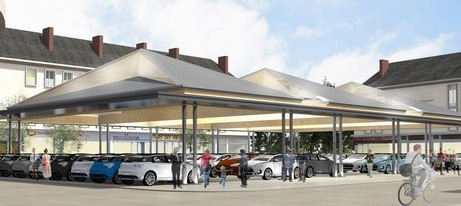 Digne d'un supermarché, indigne de Louviers : un édicule d'une désolante banalité. Quel gâchis !