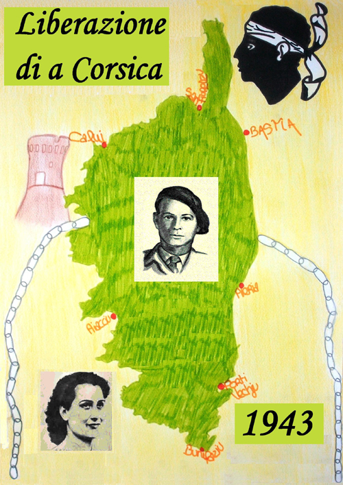1943 Corsica fù liberata : l'affissi fatti da i zitelli
