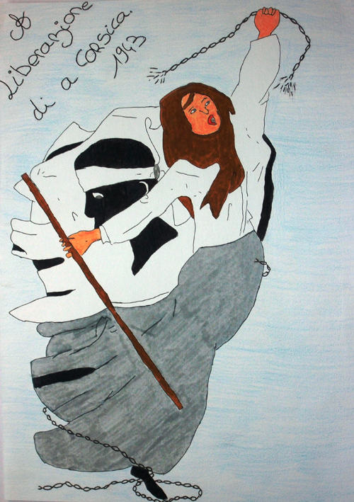 1943 Corsica fù liberata : l'affissi fatti da i zitelli