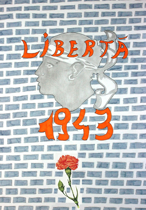 1943 Corsica fù liberata : l'affissi fatti da i zitelli